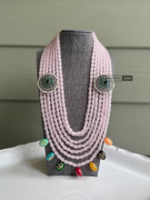 Load image into Gallery viewer, German Silver Pink Layered Tanjore Beads Necklace
