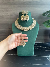 Load image into Gallery viewer, Anvi Peach Golden Polki Necklace Set with Maangtikka
