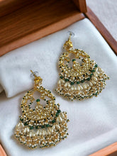 Load image into Gallery viewer, Pachi Kundan Brass White Chandbali Designer Earrings
