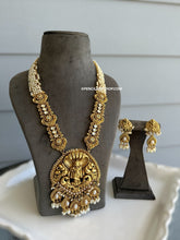 Load image into Gallery viewer, White Pearl Krishna Golden Bridal Heavy necklace set
