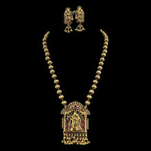 Load image into Gallery viewer, Radha Krishna Pendant Golden mala set
