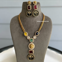 Load image into Gallery viewer, Ishita Jaguar Multicolor Statement Necklace set
