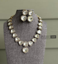 Load image into Gallery viewer, Uncut Kundan Delicate Cz Silver Foiled Necklace set
