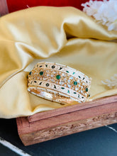 Load image into Gallery viewer, Green Ivory Meenakari tayani 22k gold plated Board Statement kada bangle
