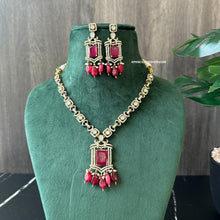 Load image into Gallery viewer, Tayani Gold plated Ruby Doublet Dainty Necklace set
