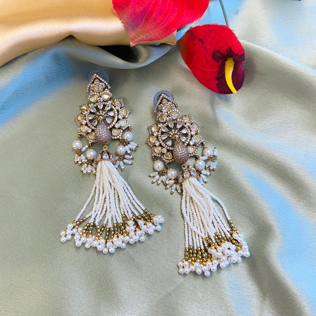 White Peacock Tayani Premium gold Statement Earrings