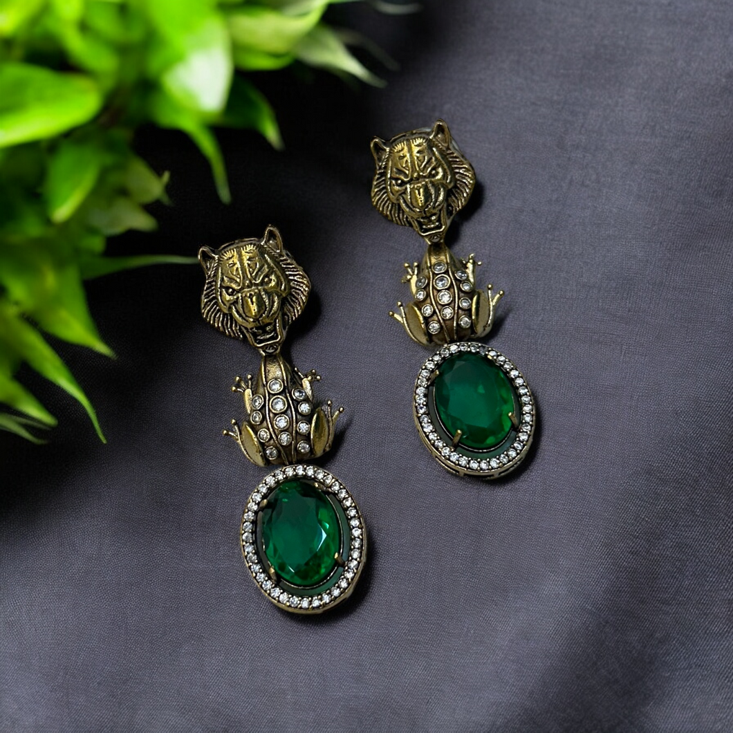 Designer Sabya inspired Green Crystal stylish earrings