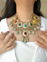 Load image into Gallery viewer, Jaislmer special Bridal Multicolor carved Statement Necklace set
