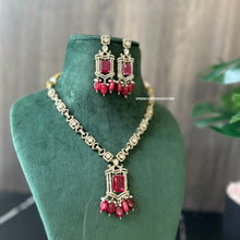 Load image into Gallery viewer, Tayani Gold plated Ruby Doublet Dainty Necklace set
