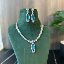 Load image into Gallery viewer, Multiple colors-American Diamond Silver Cz Dangling Necklace set
