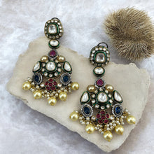 Load image into Gallery viewer, Multicolor Premium Sabya Inspired Kundan Earrings
