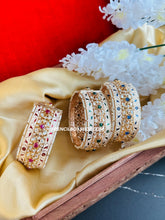 Load image into Gallery viewer, Green Ivory Meenakari tayani 22k gold plated Board Statement kada bangle
