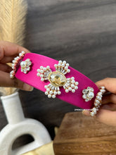 Load image into Gallery viewer, Pink crystal Pearl Rhinestone Headband Hair Band
