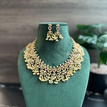 Load image into Gallery viewer, Multicolor Guttapusalu Pearl Temple ethnic Necklace set
