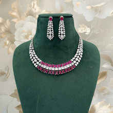 Load image into Gallery viewer, Layered Designer Solitaire American Diamond Necklace set
