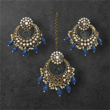 Load image into Gallery viewer, Colors-Golden Mirror Big Pearl Chandbali Earrings with Maangtikka
