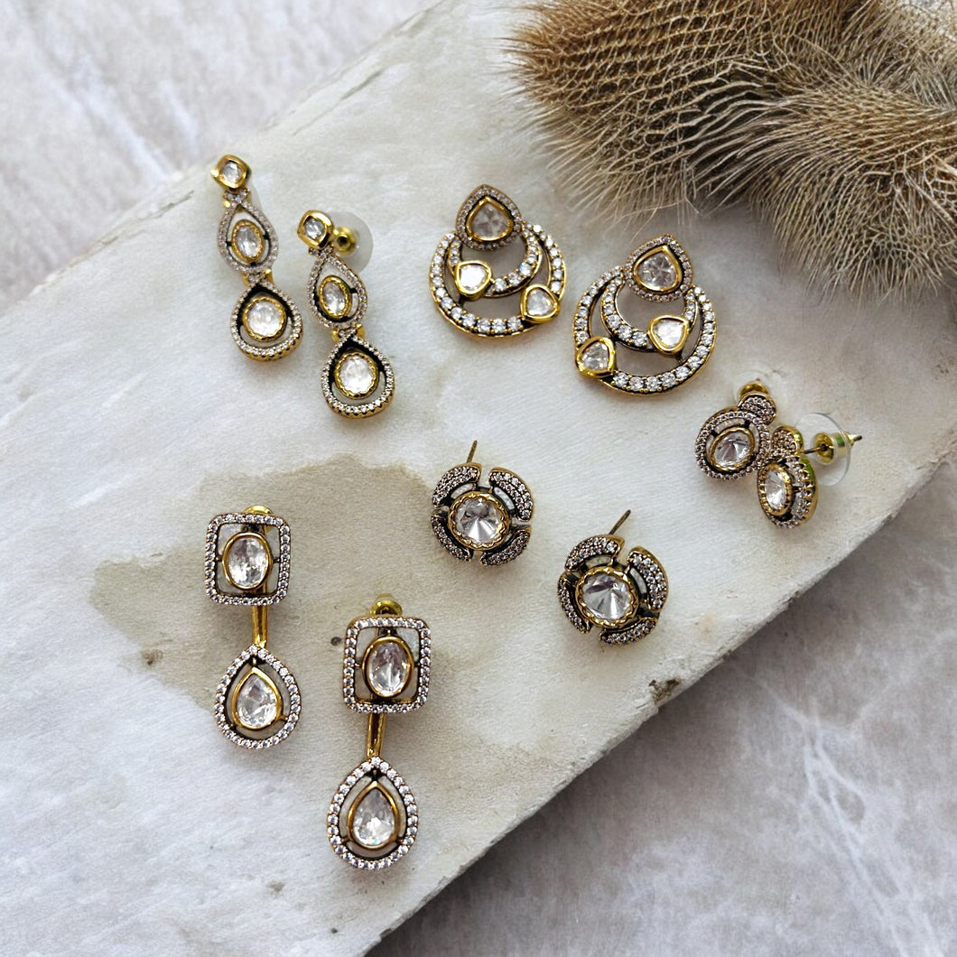 Premium GIFT BOX of 5 pairs Victorian 22k Gold plated Earrings