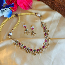 Load image into Gallery viewer, Multicolor Guttapusalu Golden Dainty Temple ethnic Necklace set
