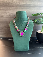 Load image into Gallery viewer, Pink Green Afghani Real Mirror  Navratri Necklace
