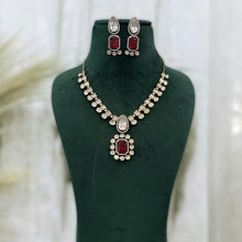 Load image into Gallery viewer, Tayani Gold plated Ruby Doublet Victorian Necklace set
