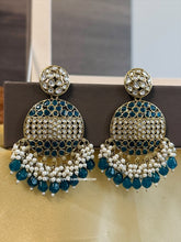 Load image into Gallery viewer, Kundan Round Pearl Beads Hanging Earrings
