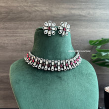 Load image into Gallery viewer, Prisha Victorian Ruby gold plated Tayani Choker Necklace set.
