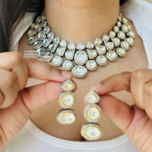 Load image into Gallery viewer, White uncut Stone Statement Designer Necklace set
