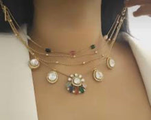 Load image into Gallery viewer, Multicolor four Layered Premium Moissanite dainty necklace set
