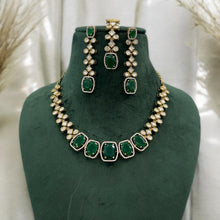 Load image into Gallery viewer, Tayani Gold plated Green Mehendi Polish Necklace set with maangtikka
