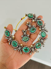 Load image into Gallery viewer, Sea Green Doublet Victorian designer Premium Necklace set
