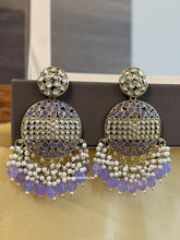 Load image into Gallery viewer, Kundan Round Pearl Beads Hanging Earrings
