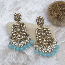 Load image into Gallery viewer, Kundan Square Pearl Drop Earrings
