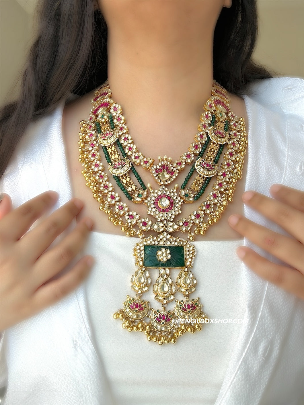 Exclusive Pachi Kundan Bridal Designer Premium piece necklace set