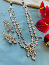 Load image into Gallery viewer, Yellow 22k gold plated Tayani Kundan Double layered Necklace set
