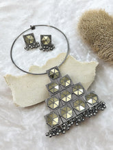 Load image into Gallery viewer, German silver Afghani Mirror Ghungroo Hasli  Necklace set
