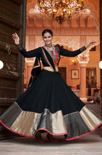 Load image into Gallery viewer, PRE ORDER Black Multicolor Navratri lehenga choli
