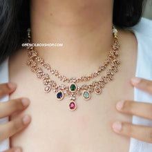 Load image into Gallery viewer, Multiple colors-Layered Cz polki Necklace set Temple jewelry
