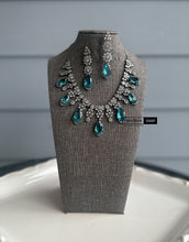 Load image into Gallery viewer, May Ocean Blue Victorian American Diamond  Necklace set
