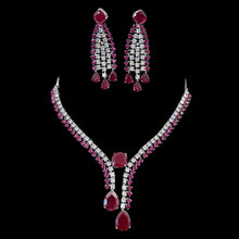 Load image into Gallery viewer, Ruby Stylish Hasli Designer Solitaire American Diamond Necklace set
