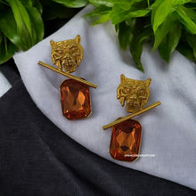 Load image into Gallery viewer, Sabyasachi Jaguar inspired Exclusive Statement Kundan Inspired Gem stone Earrings
