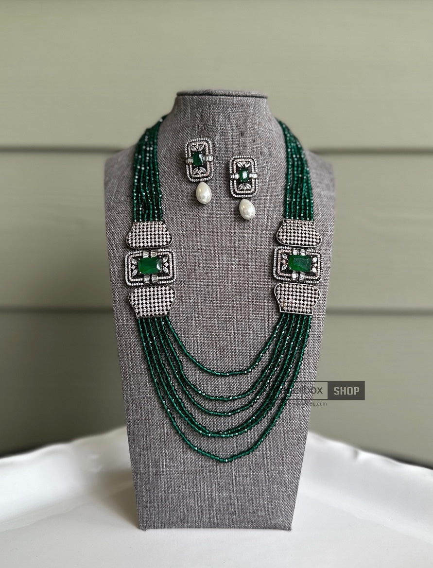 Designer Victorian Long American Diamond Necklace set
