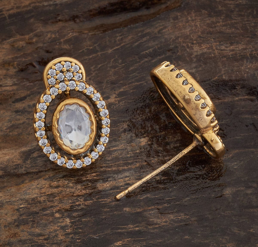 Premium Small Cz Tayani Victorian 22k Gold plated Stud Earrings