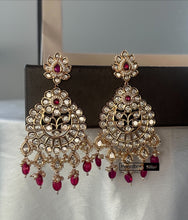 Load image into Gallery viewer, 22k Gold plated Tayani chandbali Beads Stone Earrings
