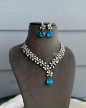 Load image into Gallery viewer, Trisha Certified Svarovski American Diamond Blue necklace set
