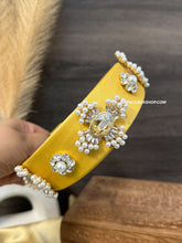 Load image into Gallery viewer, Yellow crystal Pearl Rhinestone Headband Hair Band
