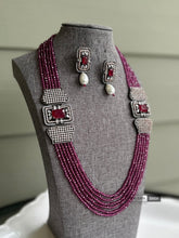Load image into Gallery viewer, Designer Victorian Long American Diamond Necklace set
