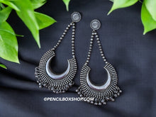 Load image into Gallery viewer, German silver Long Solid Dangling Earrings
