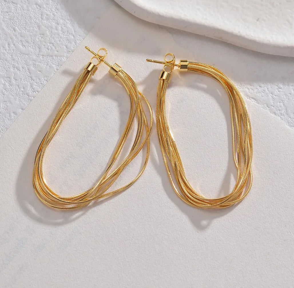 18k gold plated Golden Tassel stainless steel earrings IDW