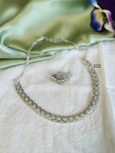 Load image into Gallery viewer, Silver Hasli American Diamond Dainty Necklace set
