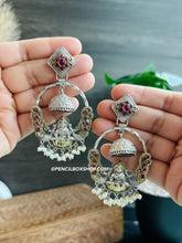 Load image into Gallery viewer, Lakshmi ji Chatri German silver jhumka Earrings
